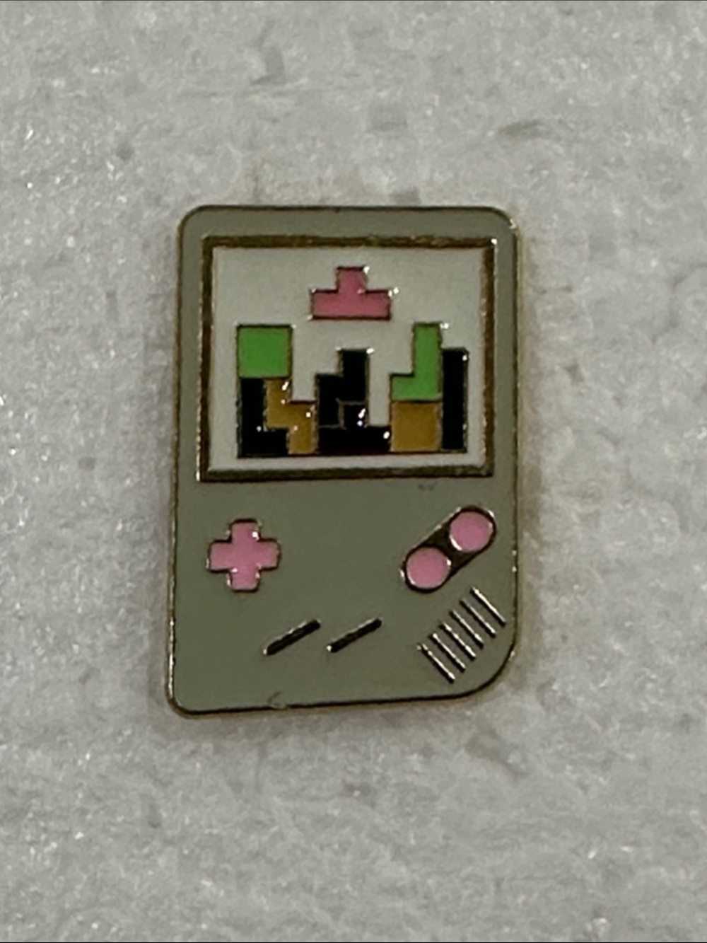 Retro Nintendo Gameboy Handheld Game Enamel Pin - Sage Green with Pink Buttons